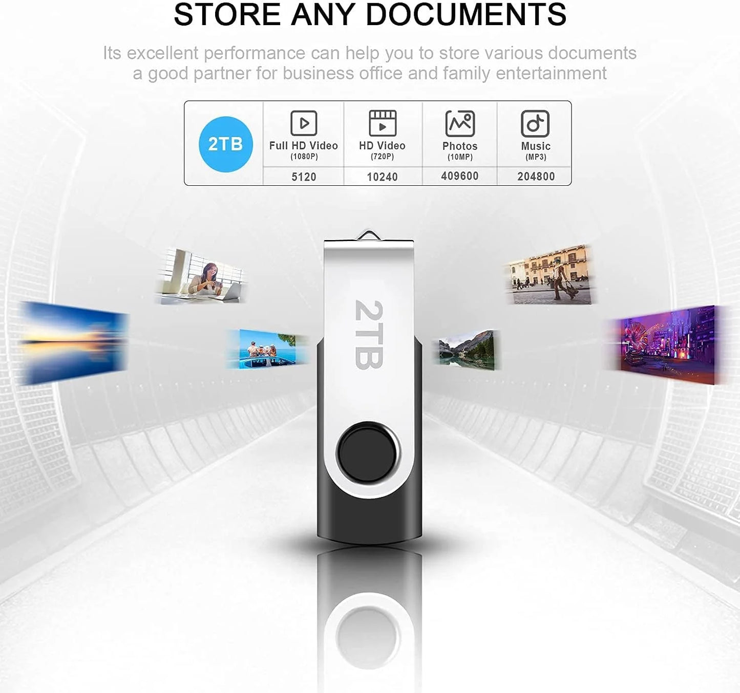 2TB USB Flash Drive, Portable Thumb Drive Memory Stick for Pc/Laptop (2000GB)-