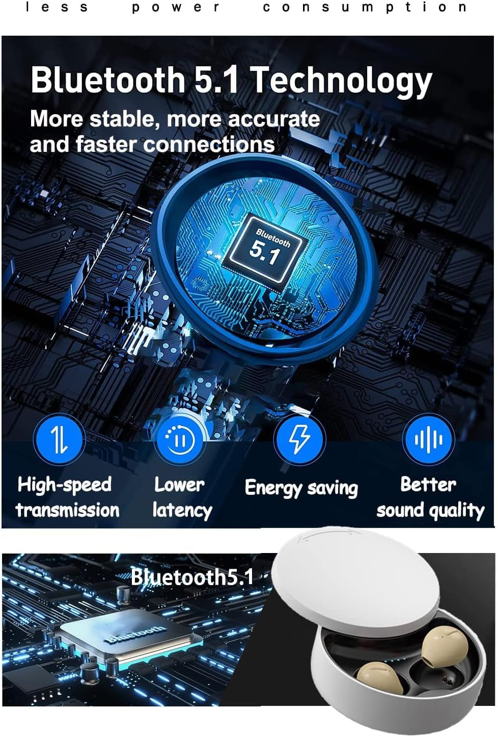 Invisible Earbuds Small Mini Wireless Bluetooth Earpiece Phone Discreet Earbud for Music, Home, Work