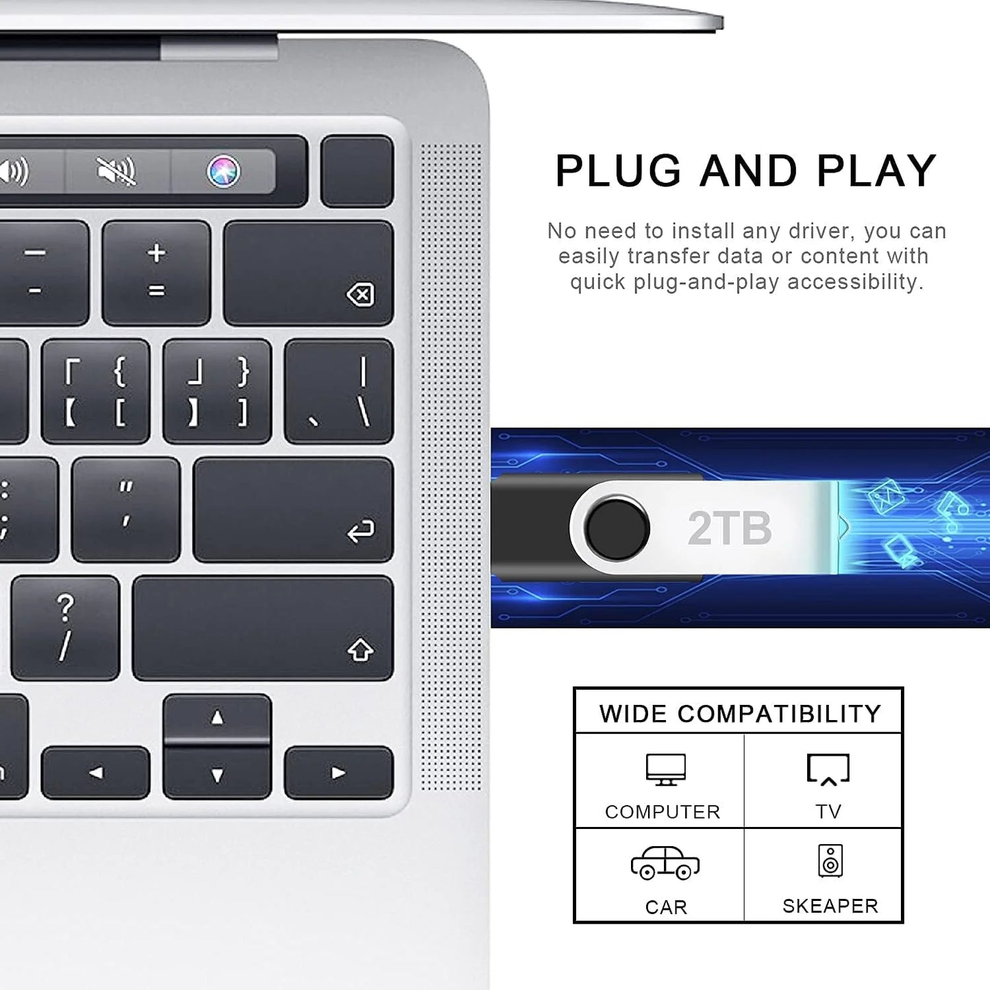 2TB USB Flash Drive, Portable Thumb Drive Memory Stick for Pc/Laptop (2000GB)-