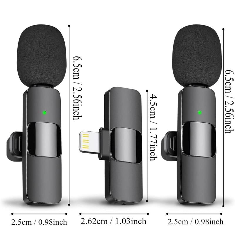 Premium Wireless Lavalier Microphone - Compact Clip-On Design with Noise Reduction for iPhone 15, iPad & Android Video Recording