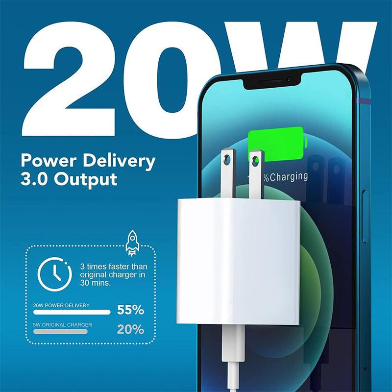 Summer Fast Charging Adapter Kit, PD 20W Type-C Fast Charging Charger & 1M Type-C Data Cable Compatible with Iphone Ipad, Portable Charger, Car Charger, Smartphone Chargers Accessories, Phone Charger