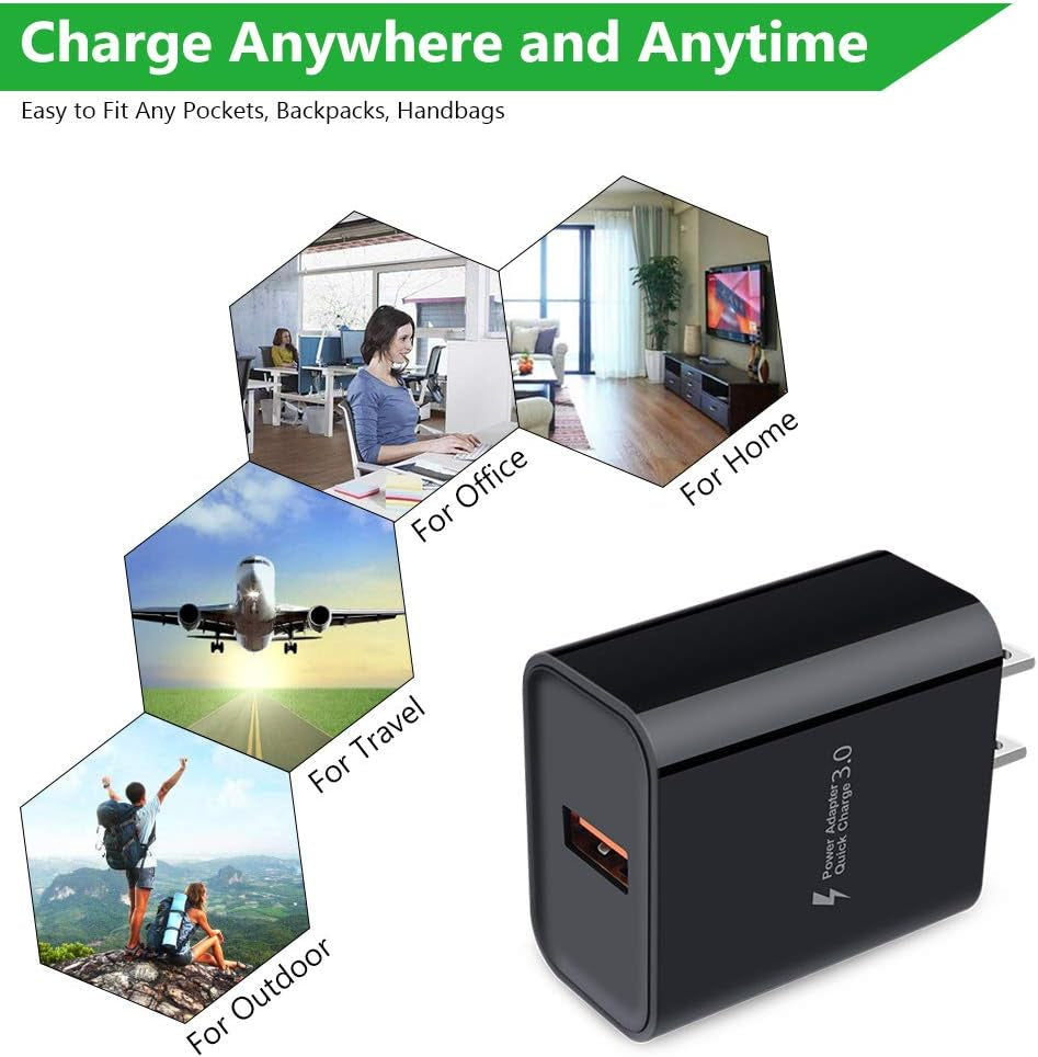 Samsung 18W USB Charger - 3A Quick Charge 3.0 Wall Charger - Fast Charging Block for Galaxy S24, S23, S22, S21, S20, S10, S9, S8, Z Flip 6, 5, 4, 3, A16, A55, A15, A54, A14, A53, A03S, A12, A13