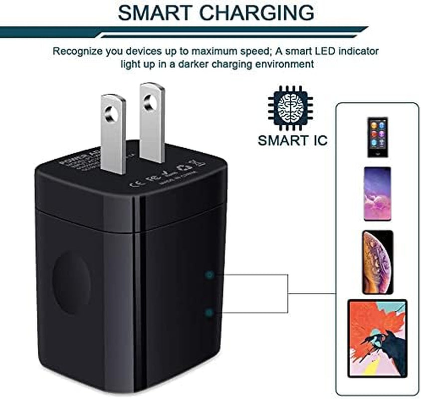 3 USB Wall Charger, Triple Charging Adapter, Fast Charging Block Home Charger Station Block Cube Plug for Iphone, Samsung Galaxy, LG, Motorola, Google Pixel, Oneplus, Base Box Cagardor Para