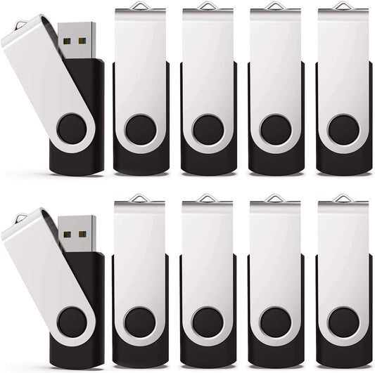 10 Pack 32GB Flash Drive USB Drive Memory Stick Thumb Drive, Black USB 2.0
