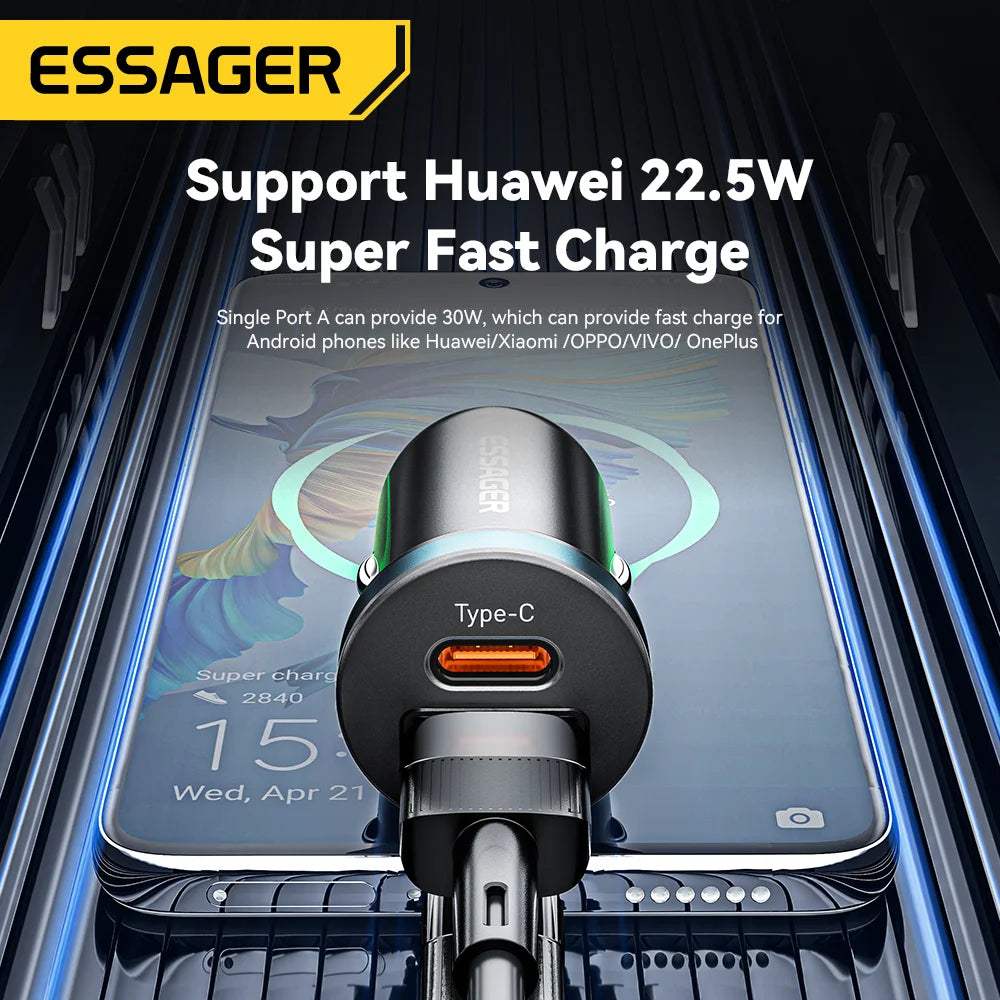 30W USB Type C Car Charger Fast Charge PD QC 3.0 FCP AFC for Iphone 14 13 12 Xiaomi Huawei Samsung Mobile Phones Adapter