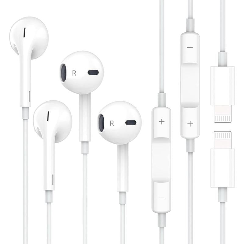 Earbuds 2Pack Iphone Wired Earphones (Built-In Microphone & Volume Control) Noise Canceling Isolating Headphones for Iphone 14/13/12/11/SE/X/XR/XS/8/7