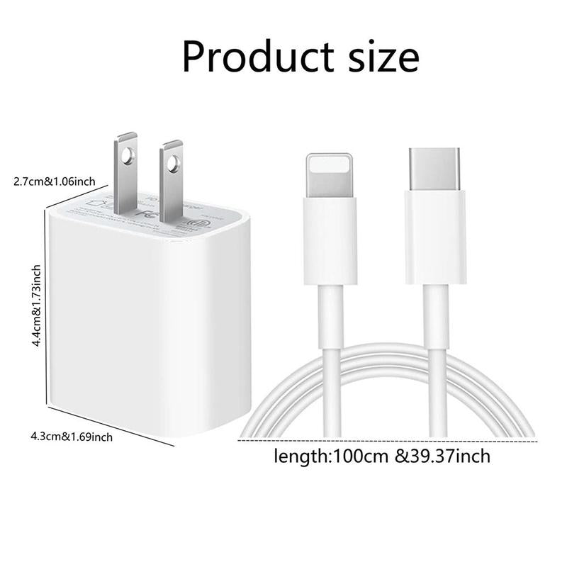 Summer Fast Charging Adapter Kit, PD 20W Type-C Fast Charging Charger & 1M Type-C Data Cable Compatible with Iphone Ipad, Portable Charger, Car Charger, Smartphone Chargers Accessories, Phone Charger