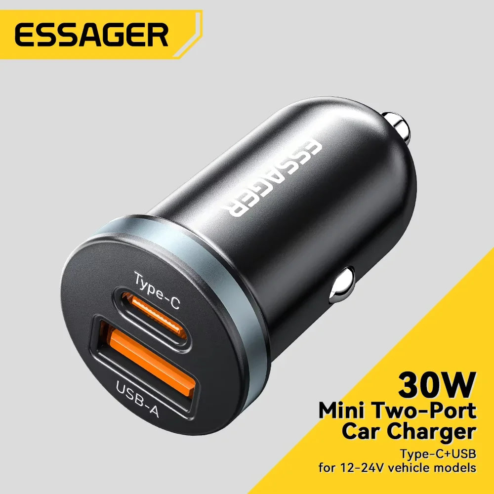 30W USB Type C Car Charger Fast Charge PD QC 3.0 FCP AFC for Iphone 14 13 12 Xiaomi Huawei Samsung Mobile Phones Adapter