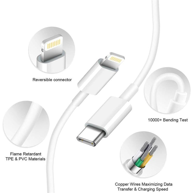 Summer Fast Charging Adapter Kit, PD 20W Type-C Fast Charging Charger & 1M Type-C Data Cable Compatible with Iphone Ipad, Portable Charger, Car Charger, Smartphone Chargers Accessories, Phone Charger