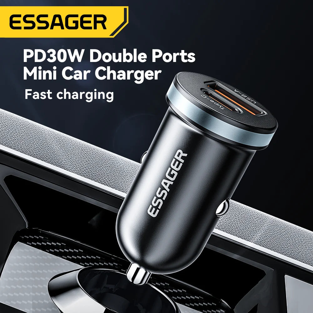 30W USB Type C Car Charger Fast Charge PD QC 3.0 FCP AFC for Iphone 14 13 12 Xiaomi Huawei Samsung Mobile Phones Adapter